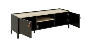 Diagone Chestnut & Black Television Stand - 2 door TV bench