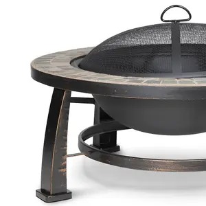 30 Inch Traditional Outdoor Fire Pit Set with Cover - Durable Wood Burner Heater