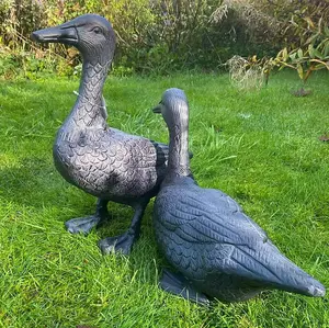 Pair of Ducks Garden Sculpture Cast Aluminium Ornament