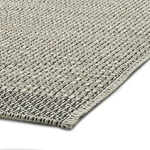 Seam Flat Weave Easy Clean Plain Rug - Beige/Black - 120x170