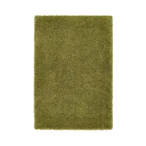 Olive Polyester Plain Handmade Modern Shaggy Easy to Clean Rug for Living Room, Bedroom and Dining Room-67cm X 200cm