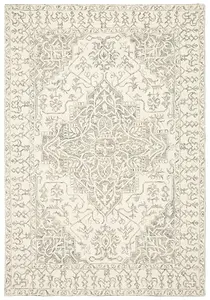 Grey Handmade Luxurious Traditional Rug For Living Room and Bedroom-160cm X 230cm