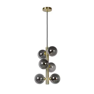 Lucide Tycho Retro Pendant Light 25.5cm- 6xG9 - Matt Gold, Brass