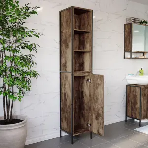 Lana Tall Matt Brown Single Freestanding Bathroom Cabinet (H)172cm (W)33cm