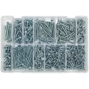 Versatile 600 Pack Self Tapping Screw Assortment with Countersunk Pozi Heads