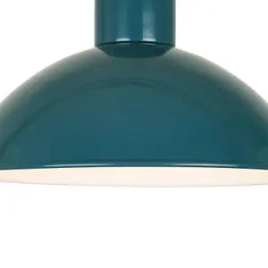 First Choice Lighting Set of 2 Domed Teal Green Easy Fit Metal Pendant Shades