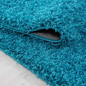 Abaseen 60x110 cm Teal Blue Comfort Soft Fluffy Shaggy Bedroom Rugs For Living Room Carpet and Décor Home Anti Slip Area Rugs