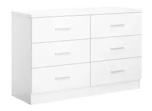 REFLECT XL 6 Drawer Chest of Drawers in Gloss White Fronts and Matt White Carcass