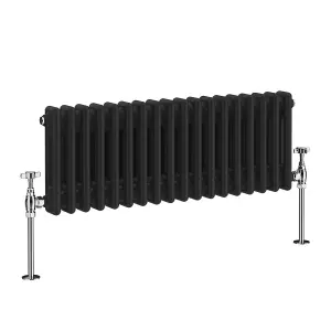 Right Radiators 300x830 mm Horizontal Traditional 2 Column Cast Iron Style Radiator Black