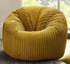 Adult Classic Beanbag Jumbo Cord Bean bags Ready filled - Mustard