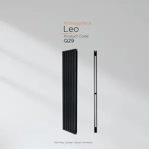 Warmhaus LEO Flat profile double panel vertical radiator in anthracite 1800 (h) x 292 (w)