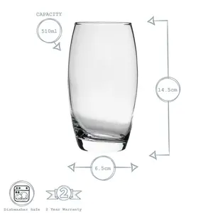 Argon Tableware - Tondo Highball Glasses - 510ml - Clear (Set of 6)