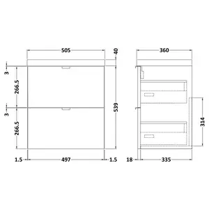 Fusion Hudson Reed 500mm Wall Hung Single Vanity Unit Gloss Grey