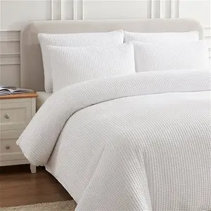 DUSK Portofino 200 Thread Count Waffle Duvet Cover - Cotton - White - Single