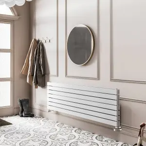 Porter White Double Horizontal Flat Panel Radiator - 1200x476mm