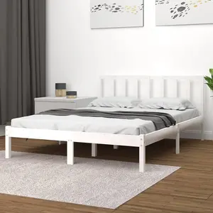 Berkfield Bed Frame White Solid Wood Pine 160x200 cm