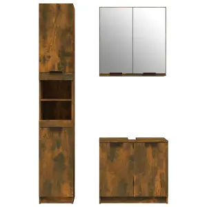 Berkfield 3 Piece Bathroom Cabinet Set Smoked Oak Engineered Wood