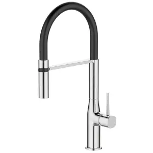 Black Modern Monobloc Kitchen Mixer Tap Pull Out Hose Single Lever Chrome + Fit