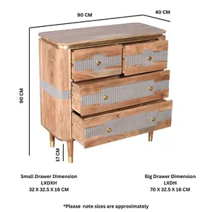 Alicia Acacia Wood 4 Drawers Bedroom Chest