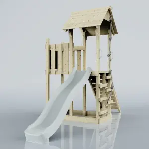 PolarPlay Balcony Tower Kids Wooden Climbing Frame with Slide - Una Mist