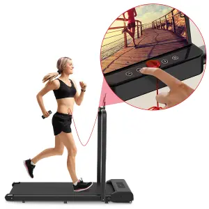 2 in 1 Folding Treadmill, Under Desk Electric Treadmill, Walking and Jogging for Home&Office(Black)