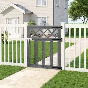 3x2.5ft Outdoor Grey Cross Top Garden Wooden Gate Fence Patio Gate