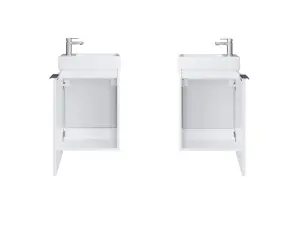 Bathroom Cabinet Set 400mm Vanity Unit Basin Wall Mirror White Gloss Small Avir