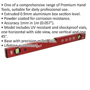 600mm Precision Milled Powder Coated Spirit Level with 45 Degree Angle