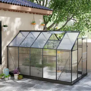 Outsunny 6x10ft Walk-In Polycarbonate Greenhouse Plant Grow Galvanized Aluminium