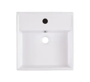 GoodHome Hendra Gloss White Square Counter top Basin (W)38cm