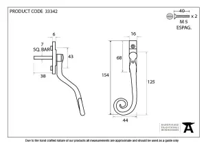 From The Anvil Black Large 16mm Monkeytail Espag - LH