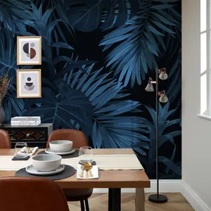 Midnight Tropics Mural In Navy (300cm x 240cm)