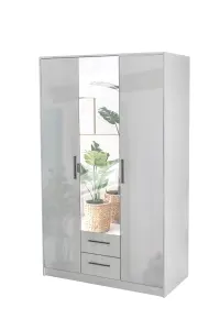 swindon Gloss white 3 door 2 drawer Wardrobe 120cm