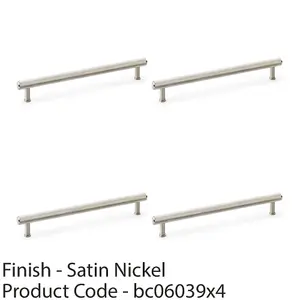 4 PACK - Knurled T Bar Pull Handle - Satin Nickel - 224mm Centres Premium Drawer Door