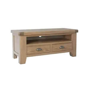 Home Source Holcombe Oak 2 Drawer TV Stand Cabinet