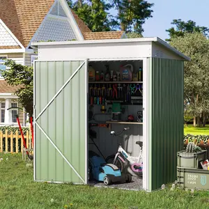 5 Ft. W x 3 Ft. D Metal Lean-To Garden Shed Green