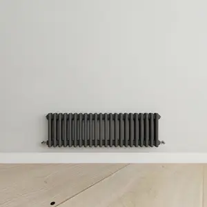 Horizontal Anthracite Triple Column Radiator (H) 300mm x (W) 1010mm, 3190 BTU.