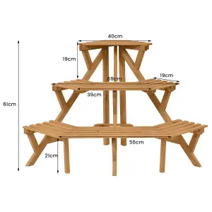 Costway 3-Tier Wooden Plant Pot Stand Lawn Shelves Flower Display Rack Organizer Holder