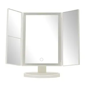 Maison by Premier Cassini Tri Fold Border White Table Mirror