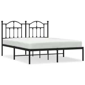 Berkfield Metal Bed Frame with Headboard Black 140x200 cm