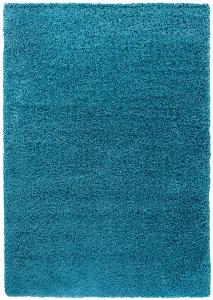 Serdim Rugs Plain Living Room Shaggy Area Rugs Teal 120x170 cm