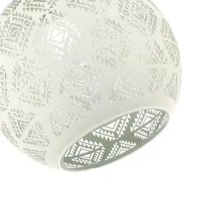 Modern Round Matte White Pendant Lighting Shade with Laser Cut Diamond Shapes