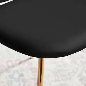 Furniturebox UK Dining Chair - 2x Ivy Black Velvet Upholstered Dining Chair Gold  Legs - Modern Meets Vintage - Round Seat Back