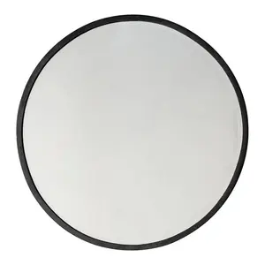 Thora Metal Flat Wall Mirror Higgins Round Mirror Black / 60cm H x 60cm W