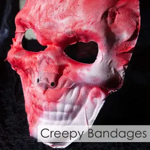 Halloween Skull mask Bloody Bandage Halloween Costume Dress Up White/Red