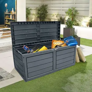 320L Litre Dark Grey Plastic Waterproof Outdoor Garden Storage Box