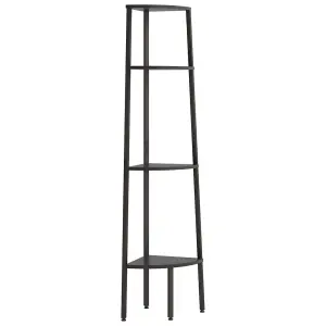 Berkfield 4-Tier Corner Shelf Black 45.5x31.5x150 cm