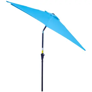 Outsunny Patio Umbrella Parasol Sun Shade Garden Aluminium Blue 2.7M