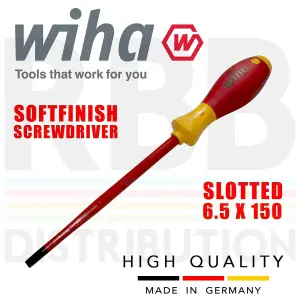 Wiha Slotted Screwdriver 6.5mm Flat Head 1000v SlimFix VDE Electrician 35392