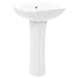 Berkfield Freestanding Basin with Pedestal Ceramic White 580x510x200mm